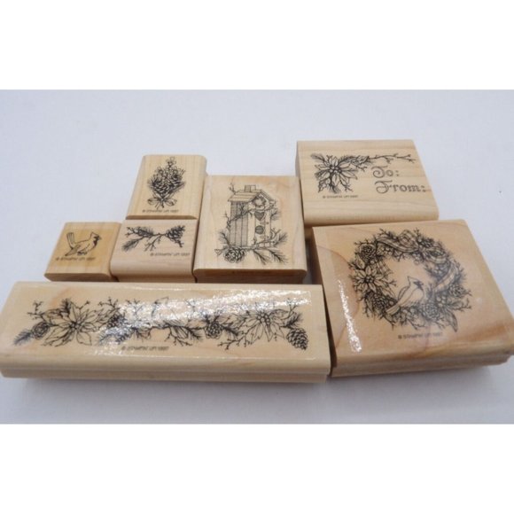 Stamps Set Nature's Christmas Stampin' Up! Set of 7 with box © 1997 - Picture 2 of 16